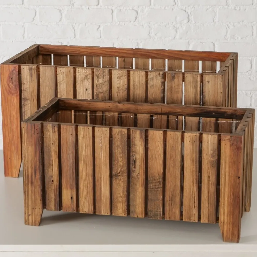Boltze Outdoor Übertopf Nando 2er Set aus Holz