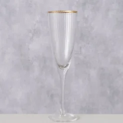 Boltze Sektglas Sofia lang mit Goldrand