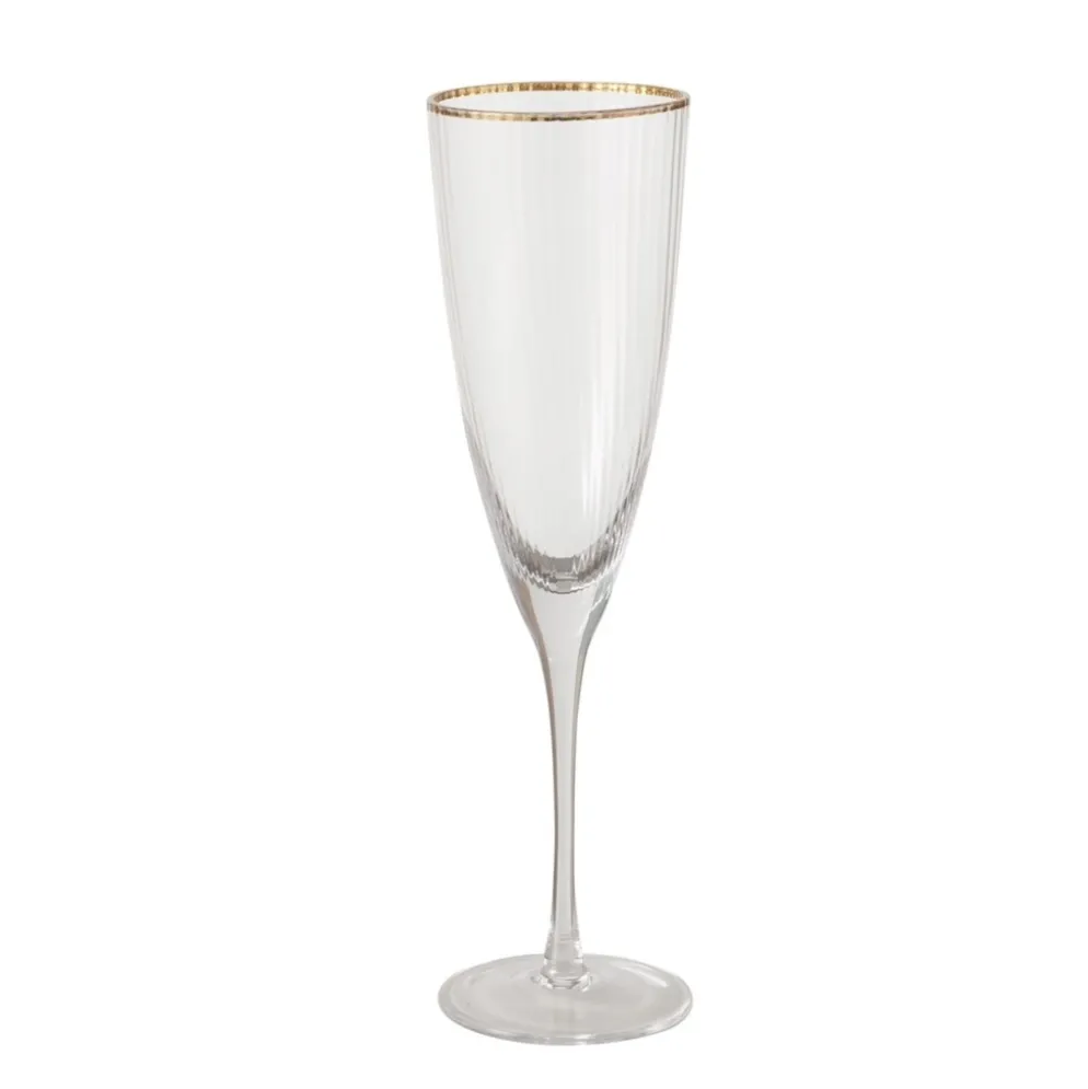 Boltze Sektglas Sofia lang mit Goldrand