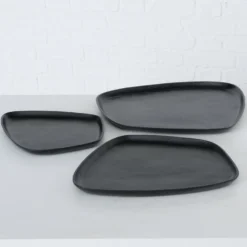 Boltze Tablett Marlisa 3-teiliges Set Schwarz Matt