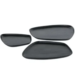 Boltze Tablett Marlisa 3-teiliges Set Schwarz Matt