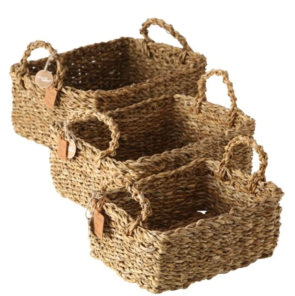 Boltze 3-teiliges kleines Korbset aus Seegras Sophy