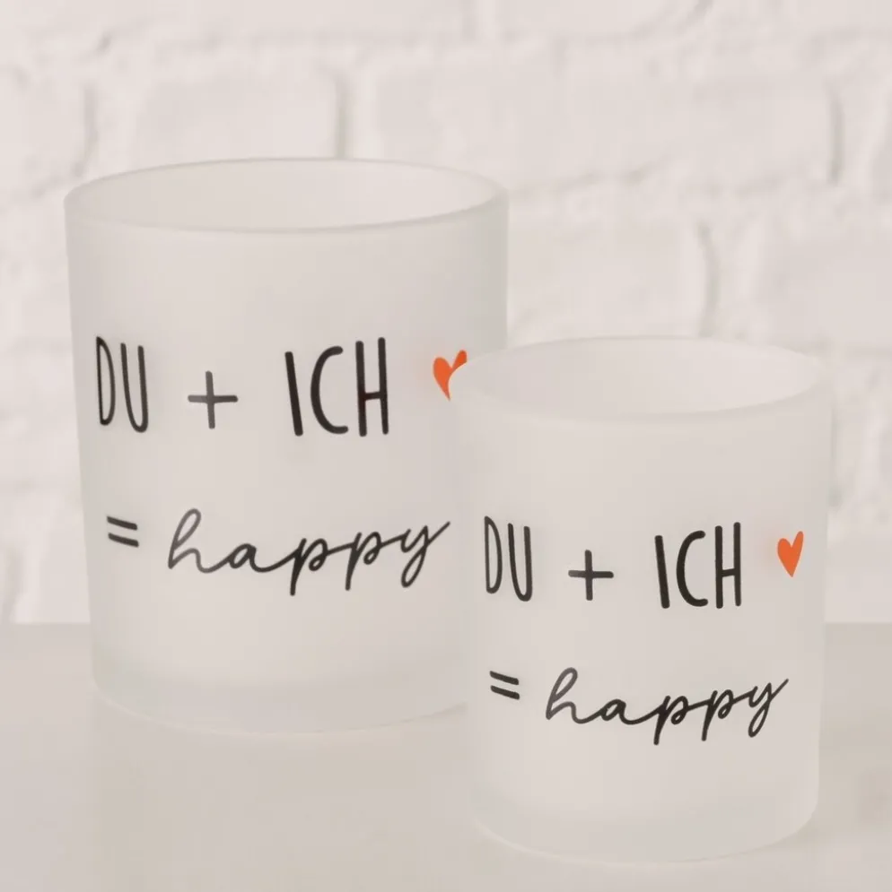 Boltze Windlicht Heartful aus Glas schwarz weiß 2er Set