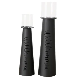 Boltze Windlicht Willkommen aus Eisen, 2er Set