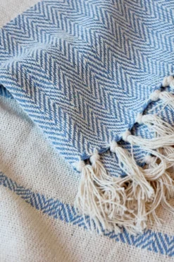 Chic Antique Aix Plaid Garnüberschuss Blau Creme