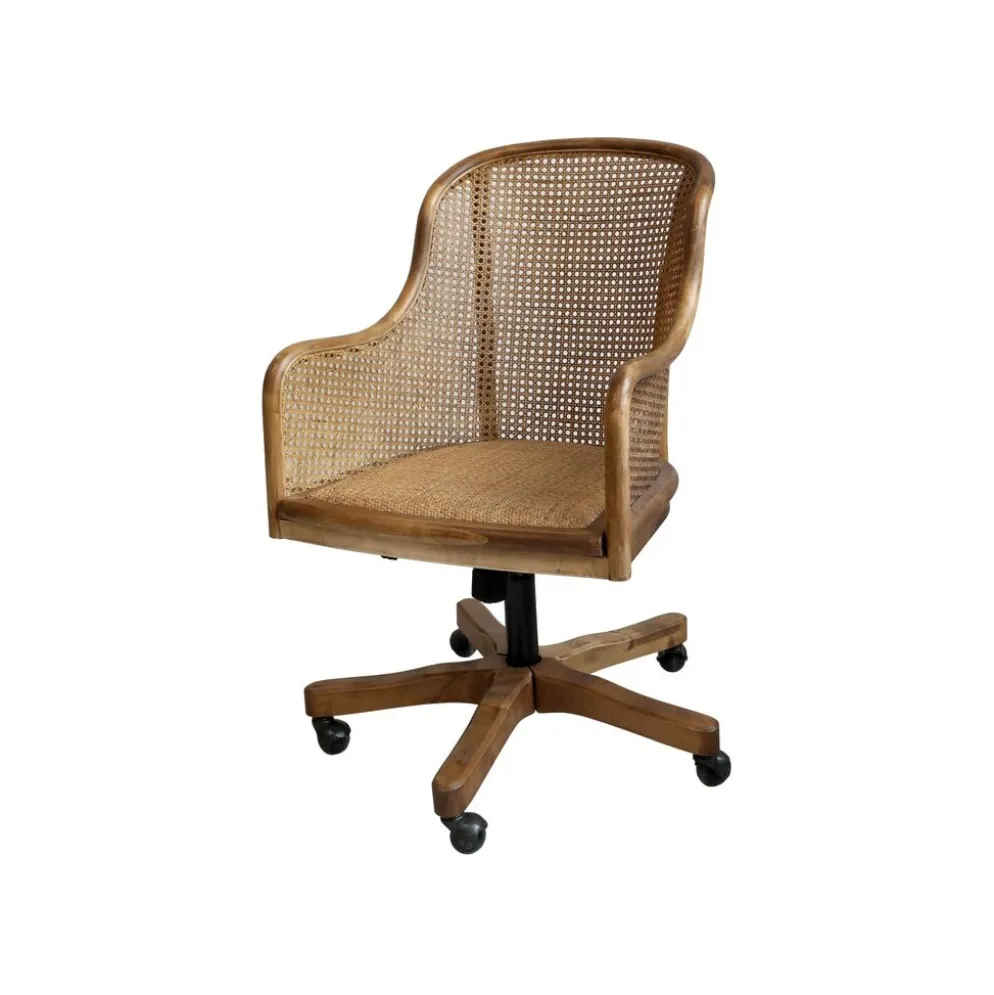 Chic Antique Altfranzösischer Bürostuhl mit Rattan