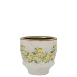 Chic Antique Übertopf Limone Blossom – Vintage Keramik mit Zitronen & Blumen