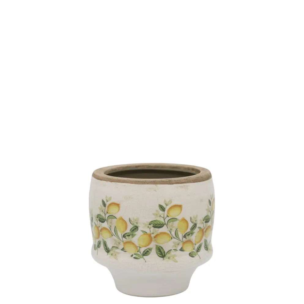 Chic Antique Übertopf Limone Blossom – Vintage Keramik mit Zitronen & Blumen