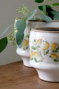 Chic Antique Übertopf Limone Blossom – Vintage Keramik mit Zitronen & Blumen