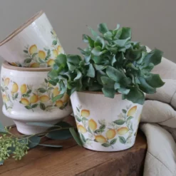 Chic Antique Übertopf Limone Blossom – Vintage Keramik mit Zitronenmotiv