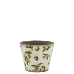 Chic Antique Übertopf Olive mit Olivenmuster