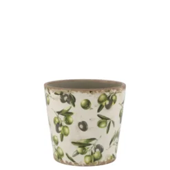 Chic Antique Übertopf Olive mit Olivenmuster