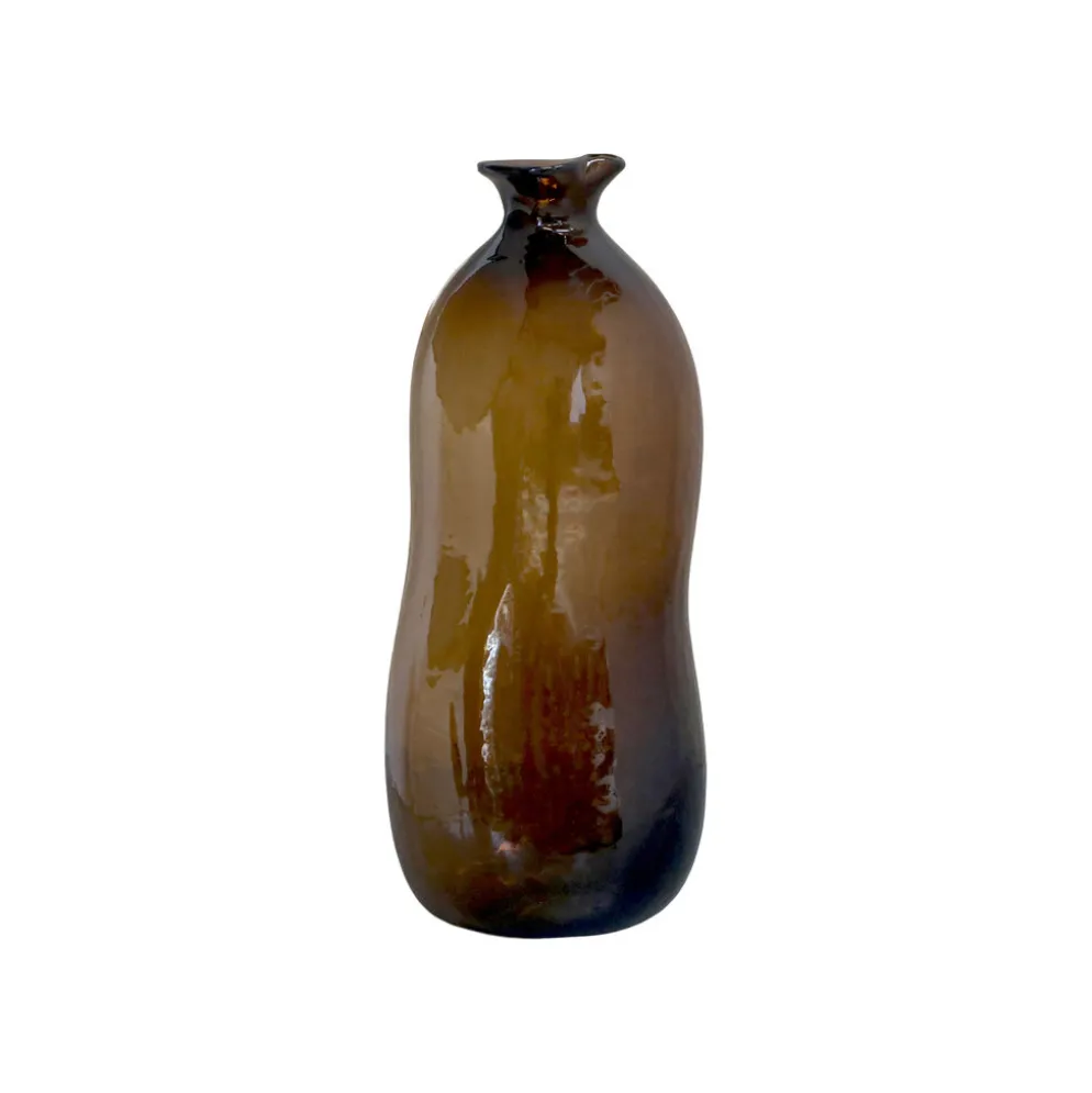 Chic Antique Braune Vase aus Glas
