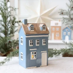 Chic Antique Chamonix Keramikhaus für Teelicht 7, sky blue