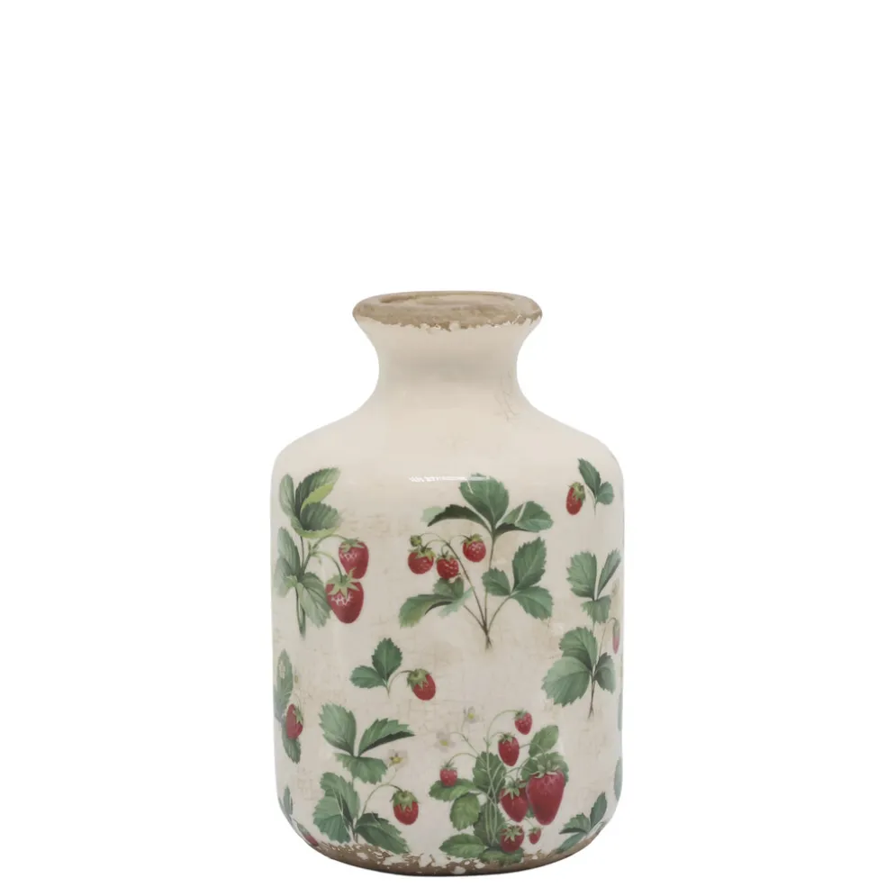 Chic Antique Dekoflasche Fraises Erdbeeren – Keramik im Landhausstil