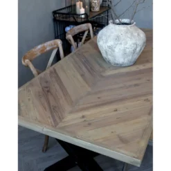 Chic Antique Esstisch Marseille mit Fischgrätenmuster