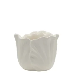 Chic Antique Fayence Blumentopf mit Blätter