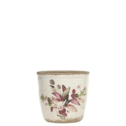Chic Antique Florac Blumentopf mit pinkem Blumenmotiv
