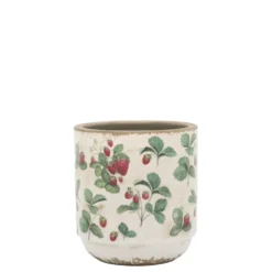 Chic Antique Fraises Übertopf – Keramik-Pflanztopf mit Erdbeer-Dekor