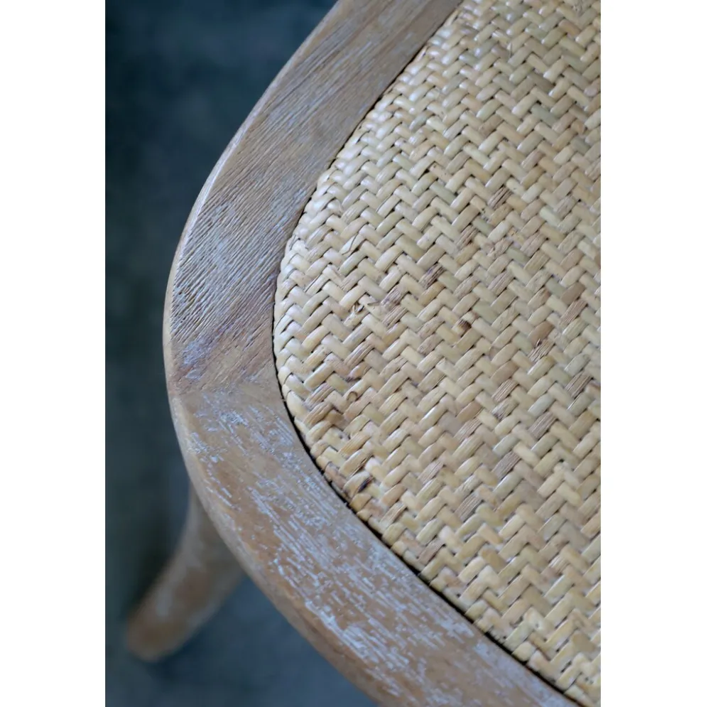 Chic Antique Französische Esstischstuhl mit Geflechtsitz