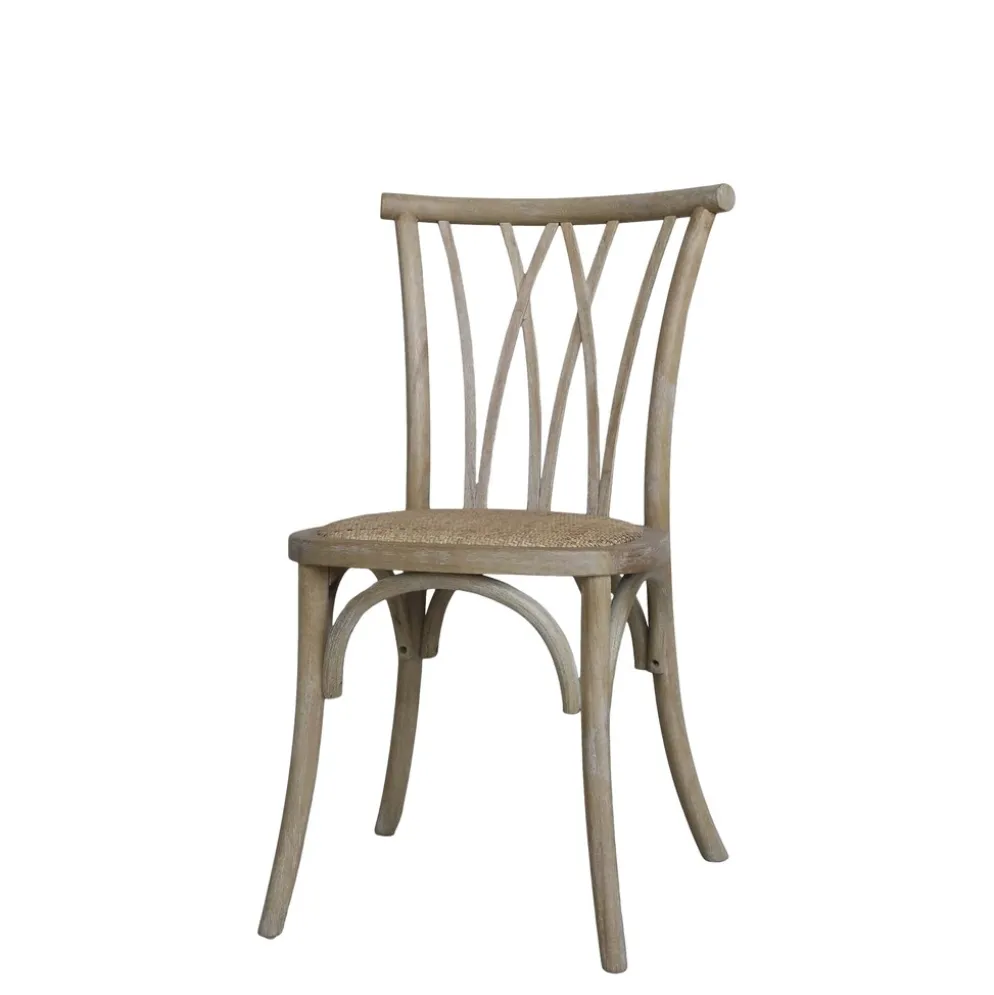 Chic Antique Französische Esstischstuhl mit Geflechtsitz
