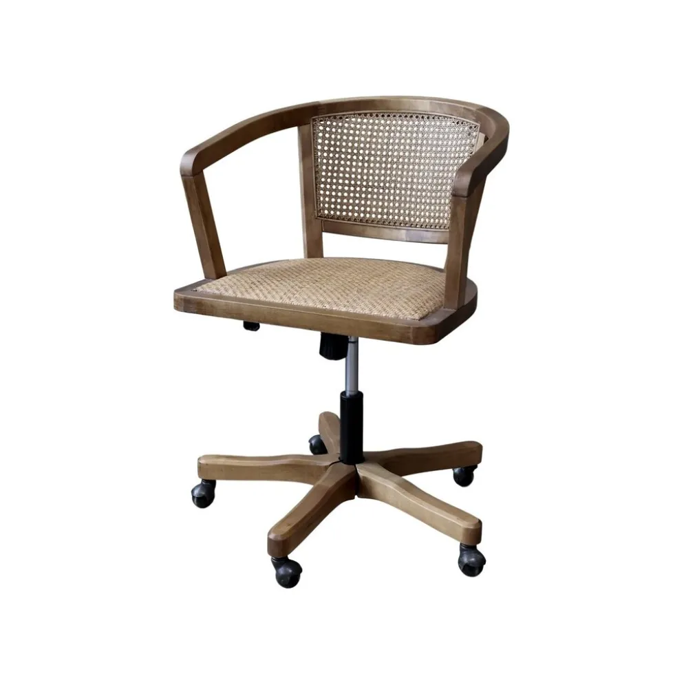 Chic Antique Französischer Bürostuhl mit Geflechtsitz