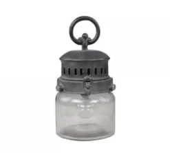 Chic Antique Französische Stalllaterne inkl. Birne und Timer