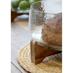 Chic Antique Glas Tablett mit Holzsockel