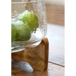 Chic Antique Glas Tablett mit Holzsockel