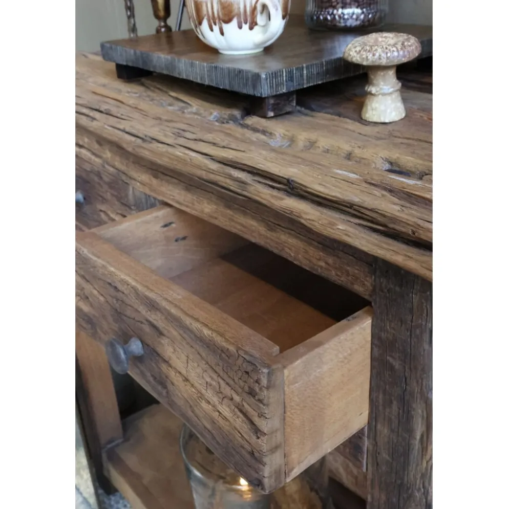 Chic Antique Grimaud Konsolentisch aus Recyclingholz mit 2 Schubladen