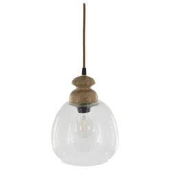Chic Antique Hängelampe, Lampe mit Holzzierhülse
