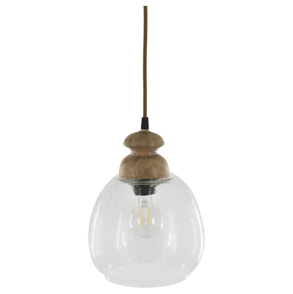 Chic Antique Hängelampe, Lampe mit Holzzierhülse