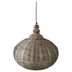 Chic Antique Hängelampe oval aus Rattangeflecht