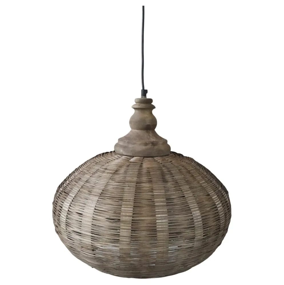 Chic Antique Hängelampe oval aus Rattangeflecht