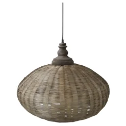 Chic Antique Hängelampe oval aus Rattangeflecht
