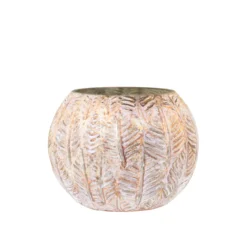Chic Antique Hurricane Windlicht Gold mit Blattmuster