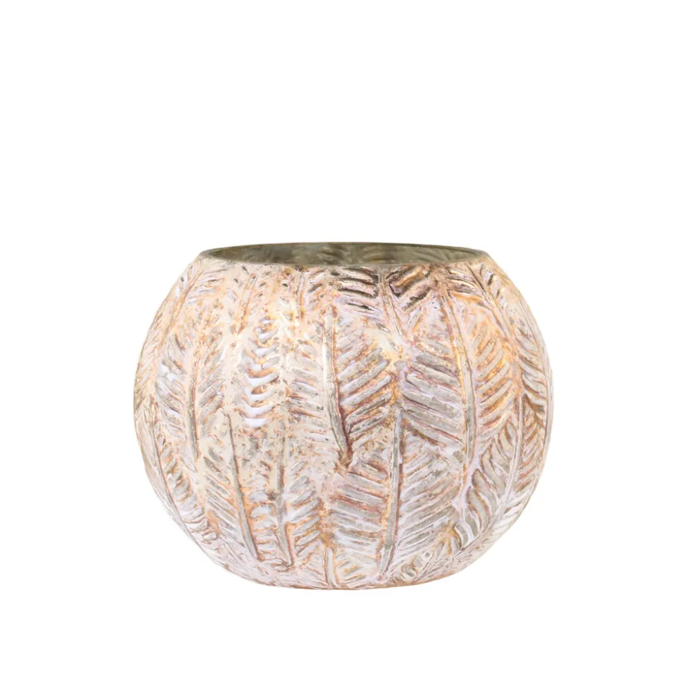 Chic Antique Hurricane Windlicht Gold mit Blattmuster