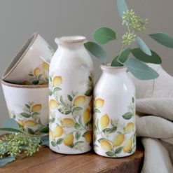Chic Antique Keramikflasche Limone Blossom