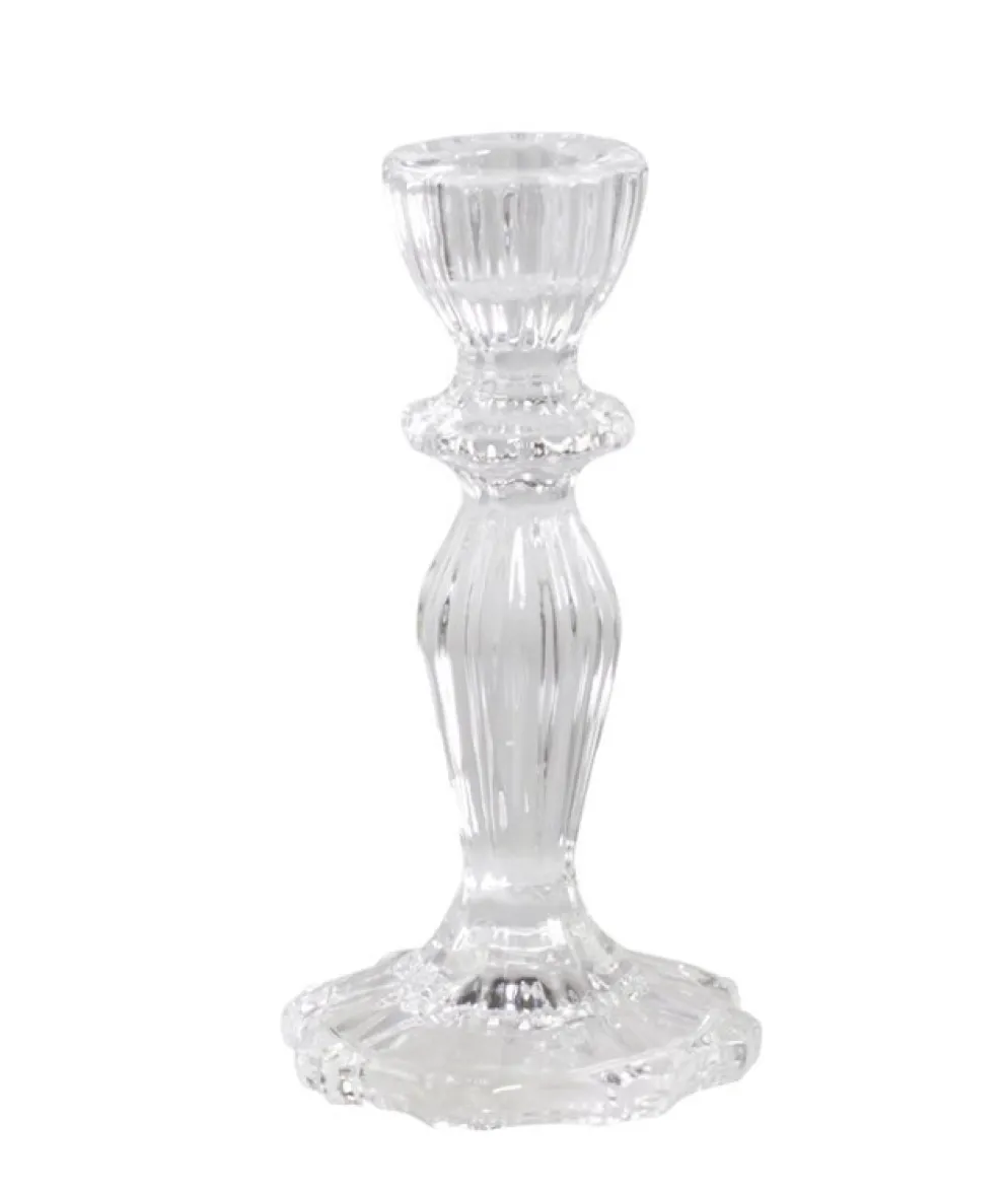 Chic Antique Kerzenständer aus Glas mit Spitzenkante