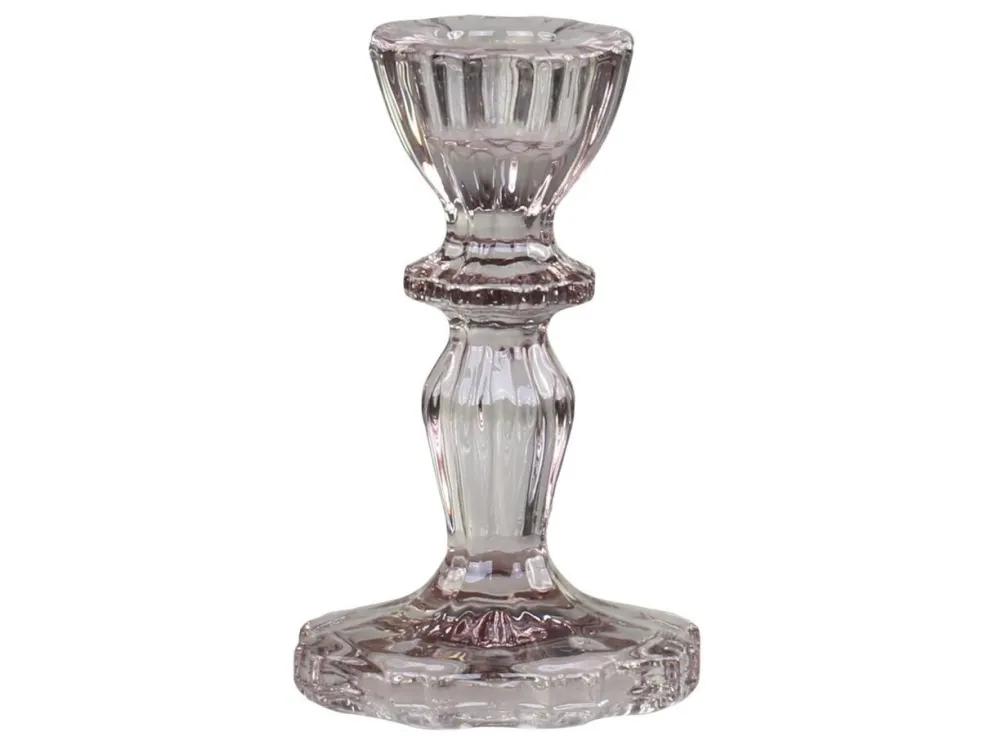 Chic Antique Kerzenständer aus Glas mit Spitzenkante