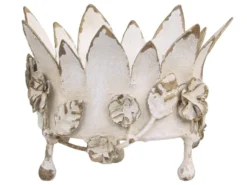 Chic Antique Kerzenständer Krone mit Blumen