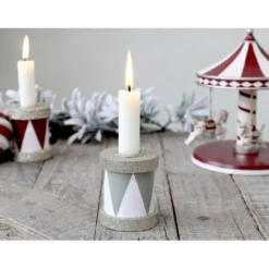 Chic Antique Kerzenständer Trommel mit Glitzer