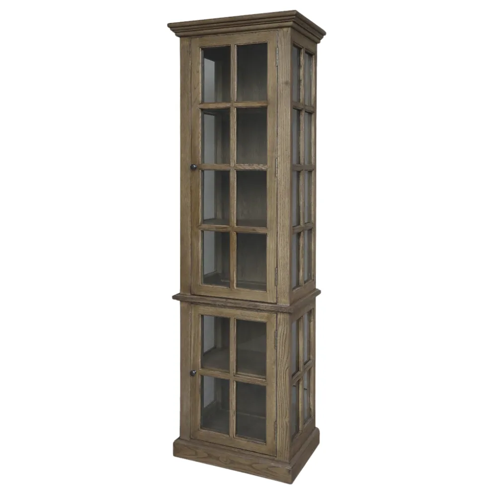 Chic Antique Landhaus Vitrinenschrank Marseille mit 2 Türen und Regalen