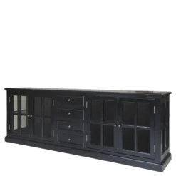 Chic Antique Landhaus Vitrinenschrank Marseille mit 4 Türen und 4 Schubladen
