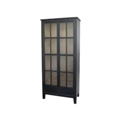 Chic Antique Landhaus Vitrinenschrank mit Glastüren und Schubladen