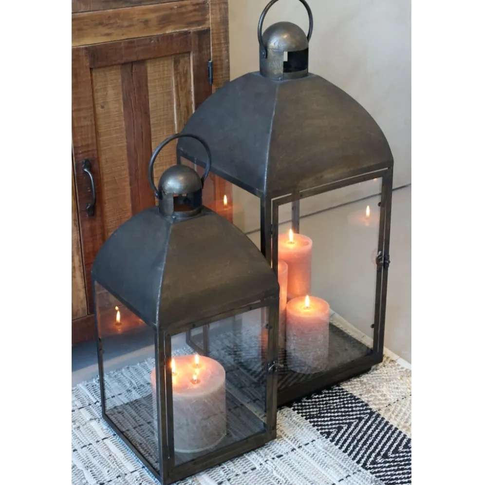 Chic Antique Laterne mit geschwungenem Dach Antik Messing