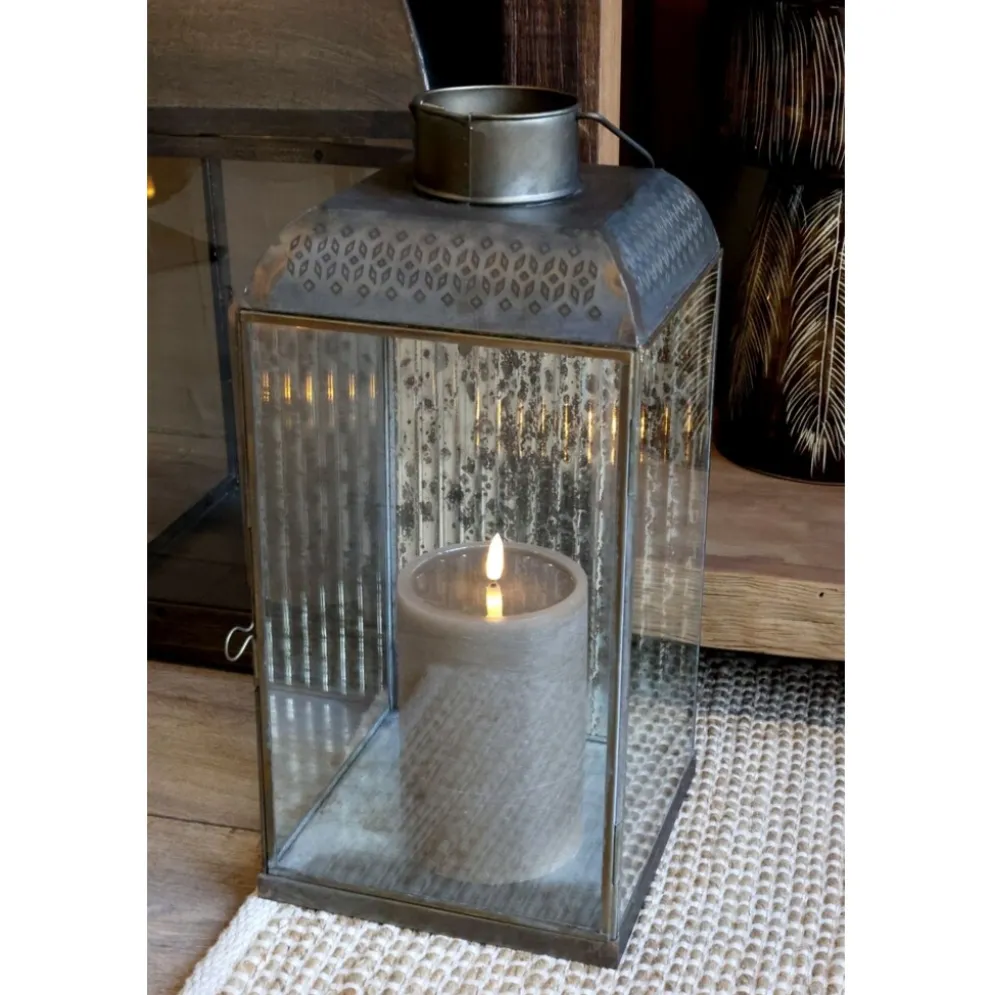 Chic Antique Laterne mit Spiegeldekor Antik Messing