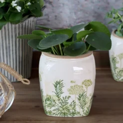 Chic Antique Laval Übertopf mit Blumendruck | Keramik im Landhausstil