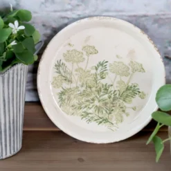 Chic Antique Laval Keramik-Tablett – Romantischer Blumendruck
