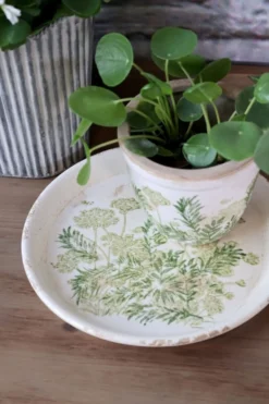Chic Antique Laval Keramik-Tablett – Romantischer Blumendruck